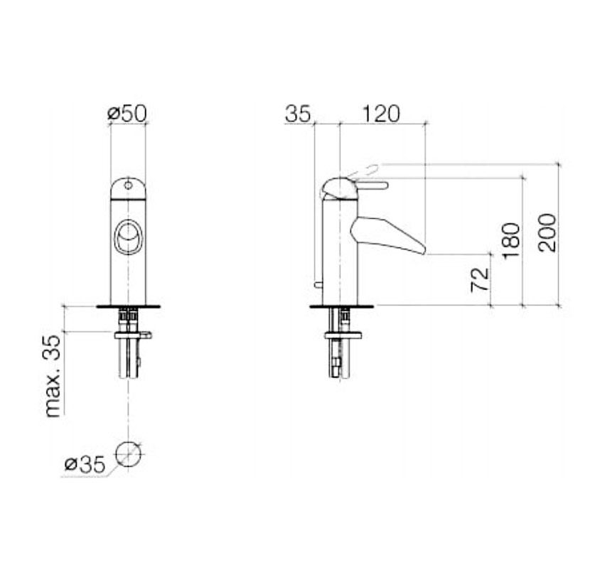 Villeroy & Boch Source Flow waterval wastafelkraan met waste Chroom