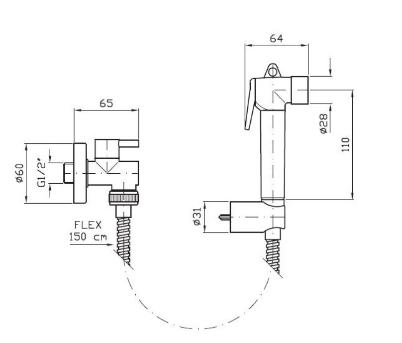 Zucchetti Shut off kit inbouw bidetkraan met handdouche chroom