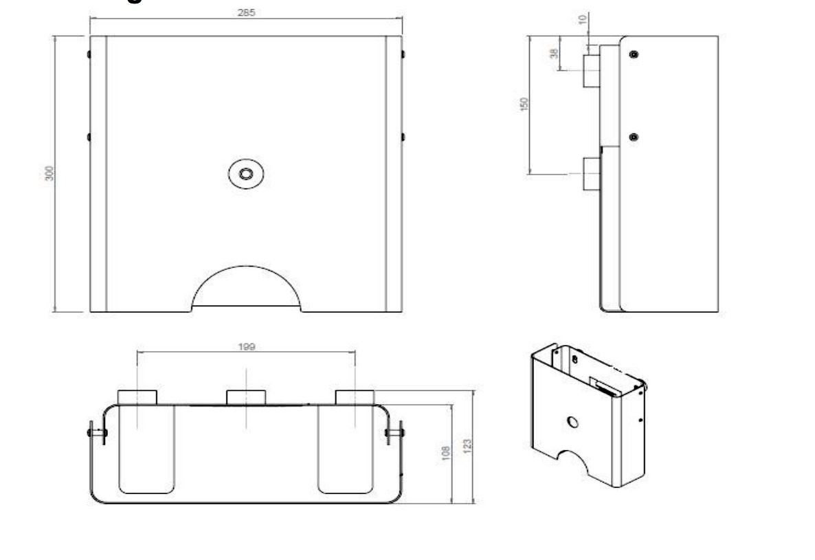 D line papierdispenser, papierhouder zonder deksel RVS geborsteld