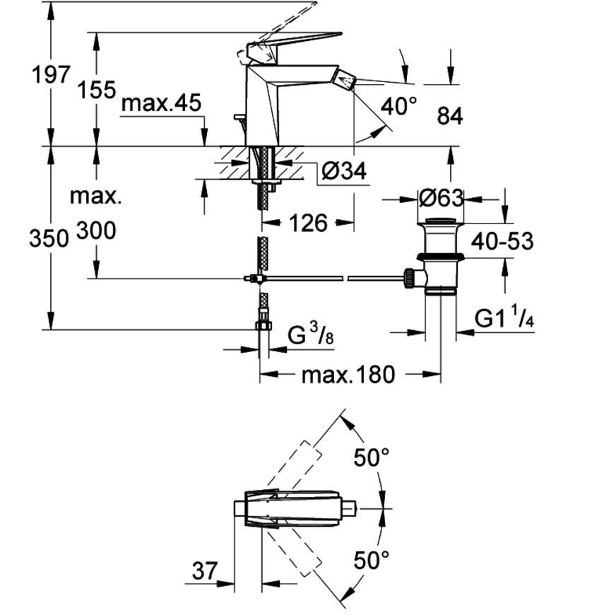 Grohe Allure Brilliant Bidetkraan, met waste chroom (showmodel)