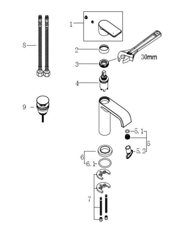 Wiesbaden Lima wastafelmengkraan plus clickwaste chroom
