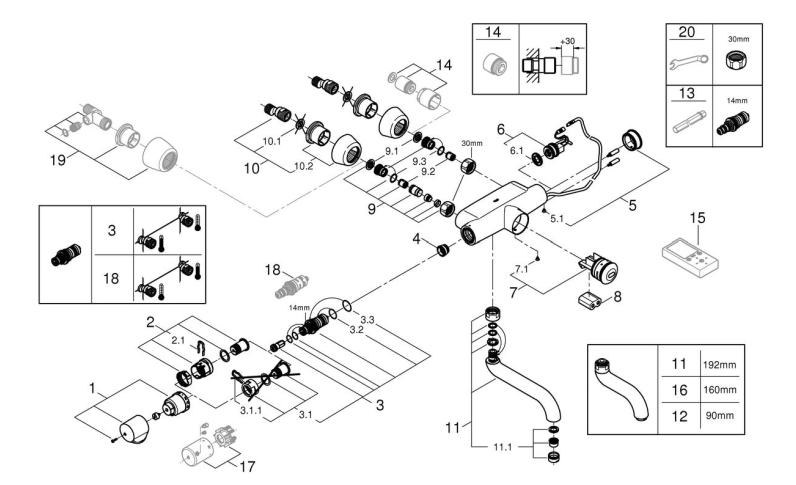 Grohe Europlus E wandkraan 6 V infrarood, Chroom