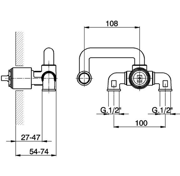 Huber De Bad Fabriek 2-gats wandkraan met rozetten sprong 240 mm chroom
