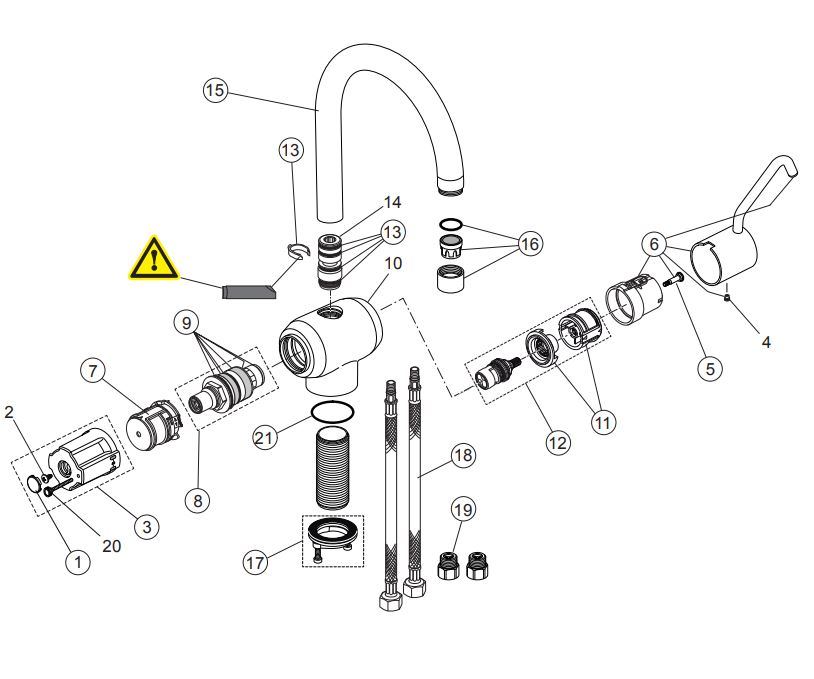 Venlomix Medical wastafelthermostaat met draaibare uitloop en haak, chroom