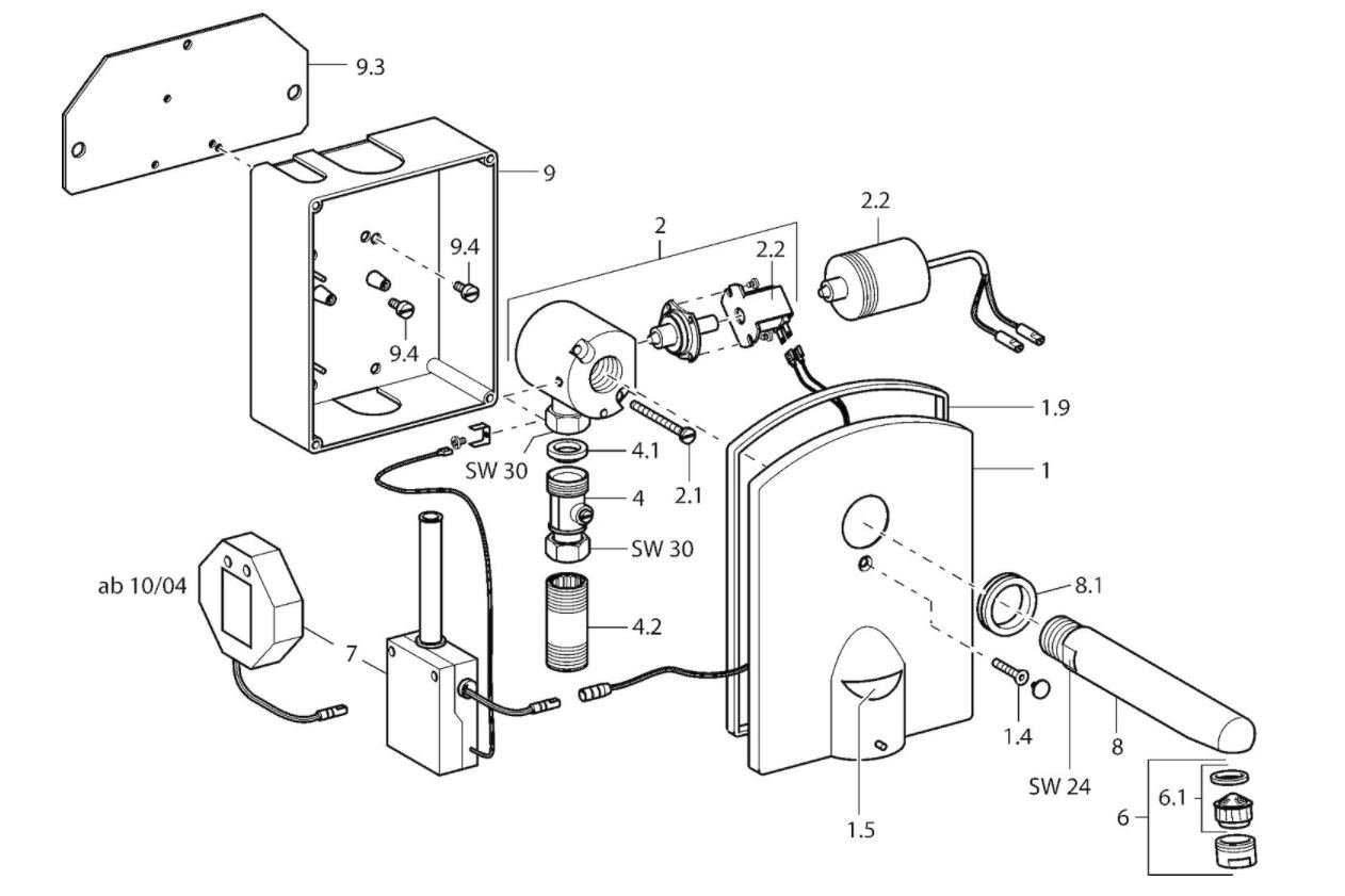 Hansacobra wandkraan infrarood vandaalbestendig, RVS
