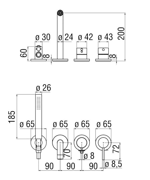 Nobili / Sub 93 Well afdekset badkraan met uitloop ancient brons