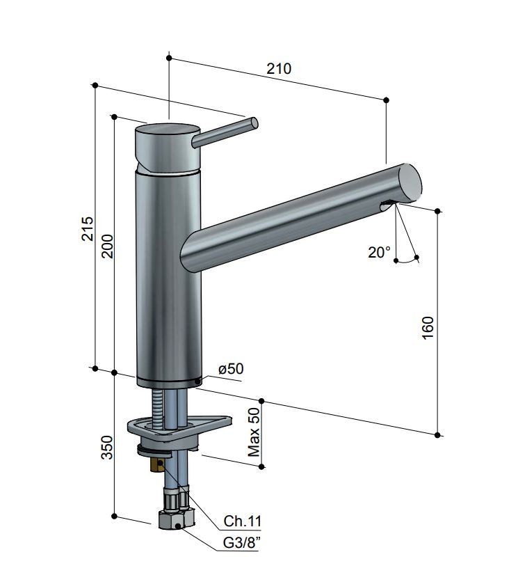 Hotbath Fellow FKM8 keukenmengkraan laag chroom
