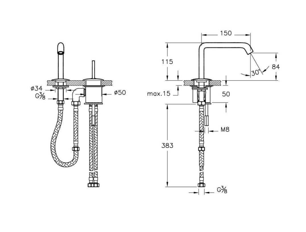 Vitra Lovegrove 2 gats design wastafelkraan chroom