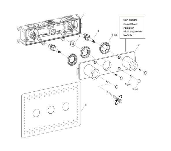 Cristina inbouwdeel-box voor 3-gats wastafelkraan CS23300