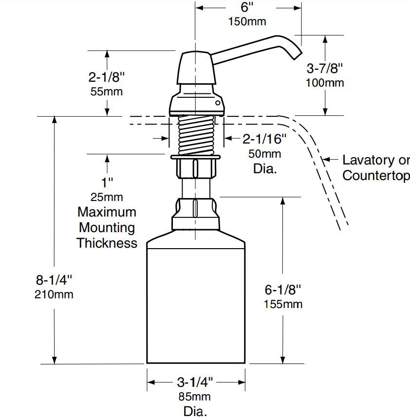Bobrick inbouw zeepdispenser chroom