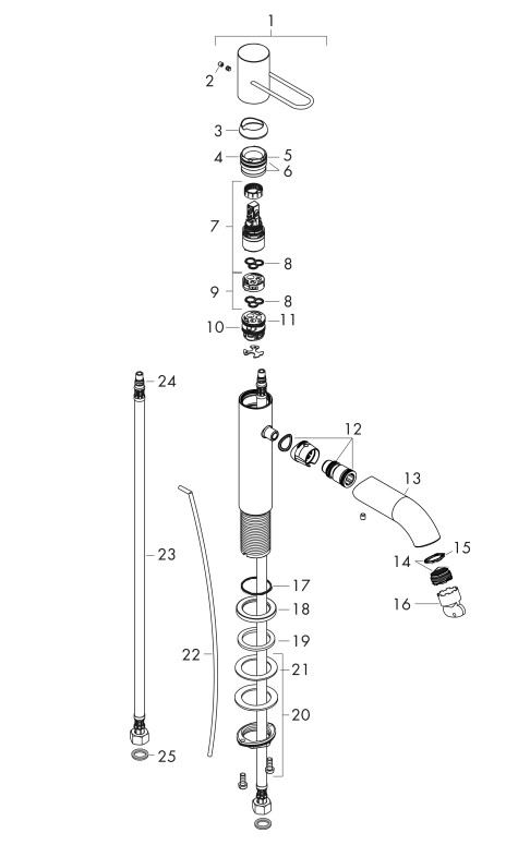 Hansgrohe Uno 100 Axor ééngreeps wastafelmengkraan met beugelgreep met trekwaste, chroom