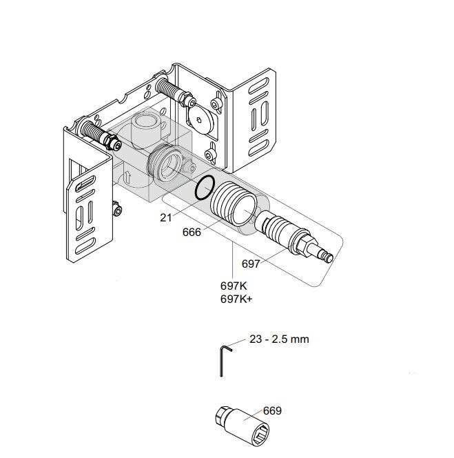 Vola S20V inbouwstopkraan 1/2"
