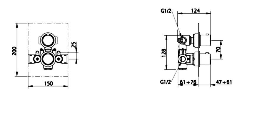 Salenzi Giro Inbouwthermostaat met afbouwdeel vierkant geborsteld Koper
