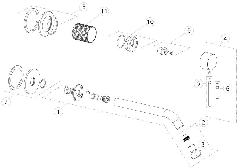 Gessi 316 Meccanica 2-gats luxe wandmengkraan afbouwset, Black Metal Brushes PVD