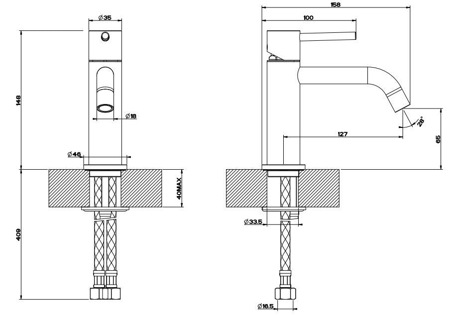 Gessi Emporio Via Tortona wastafelkraan messing PVD