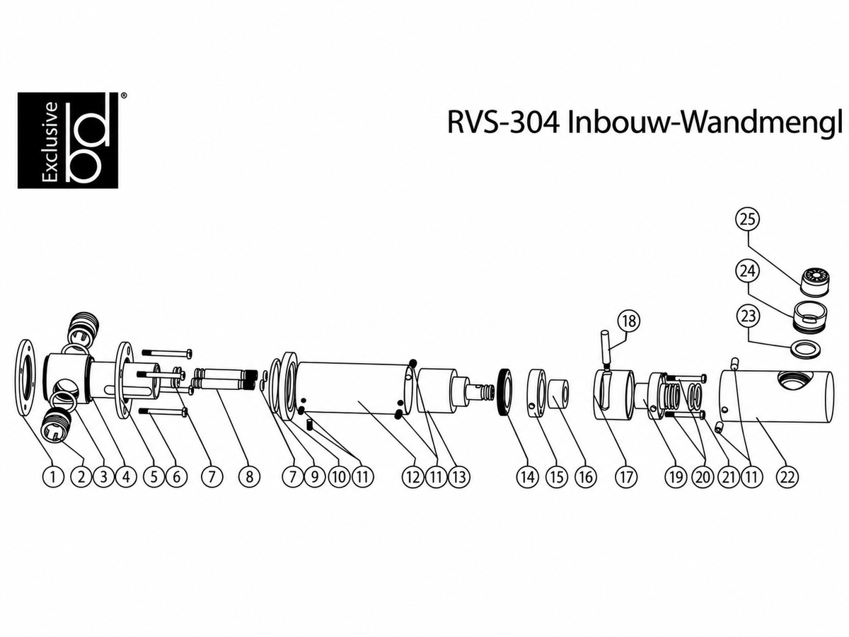 Best Design Ore Trance Inbouw Wastafelmengkraan Wandmodel – Industrieel Design – RVS