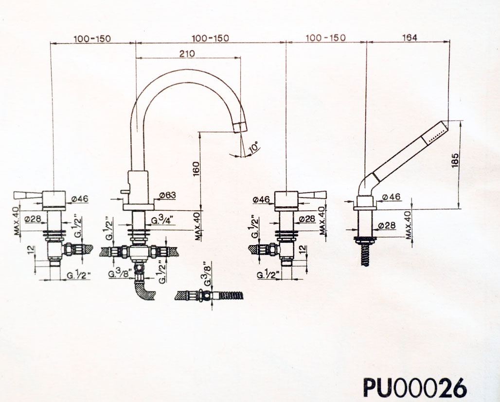 Cisal Pumpy 4-gats design badrand mengkraan combinatie met omstel en handdoucheset chroom/mat nikkel