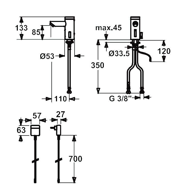 KWC IQUA-LINO wastafelkraan met sensor infrarood bediening, chroom
