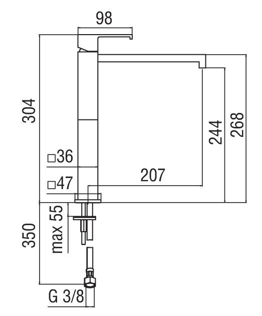 Nobili Mia highriser wastafelkraan hoog model geborsteld nikkel