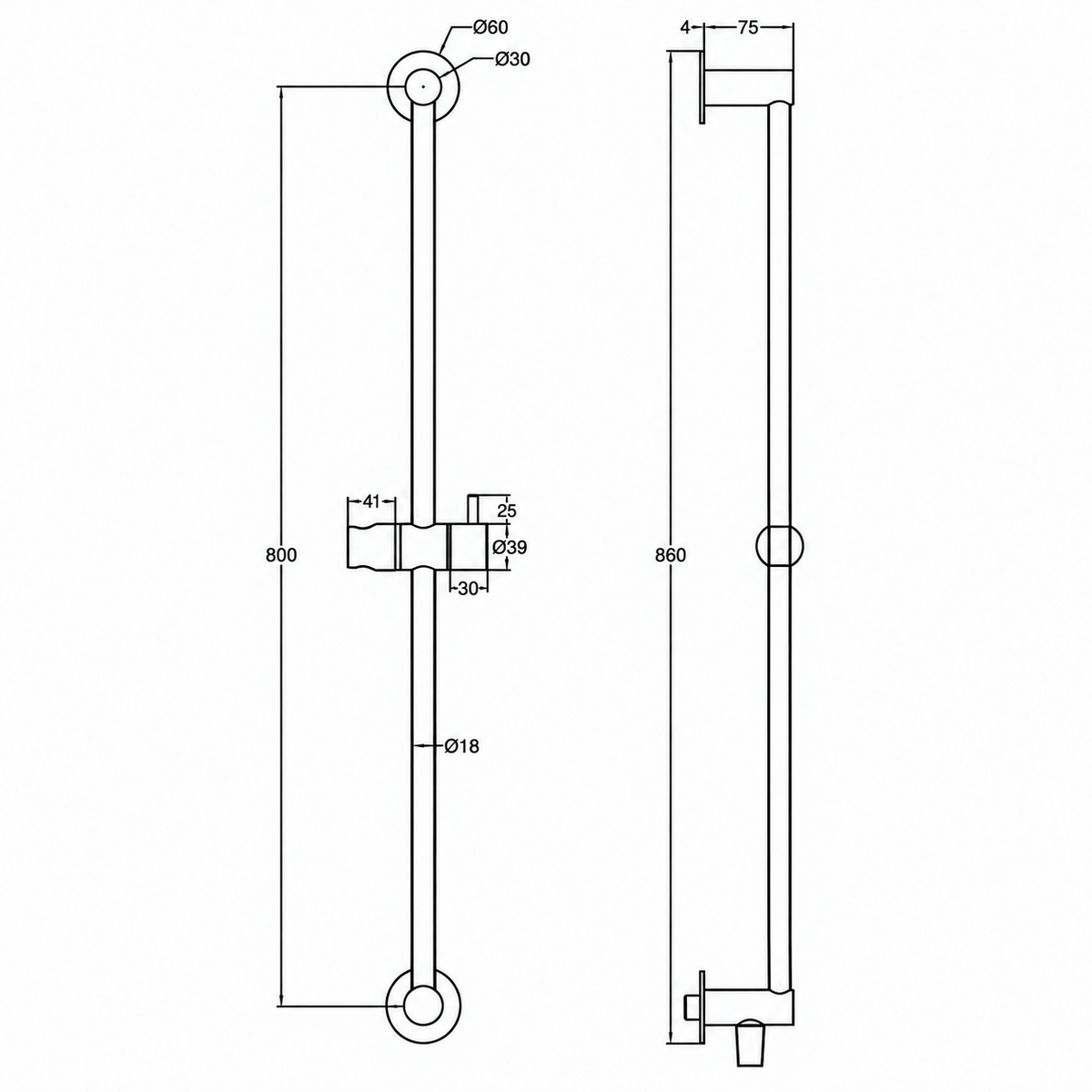 Waterevolution Flow glijstangset met handdouche 800mm mat wit