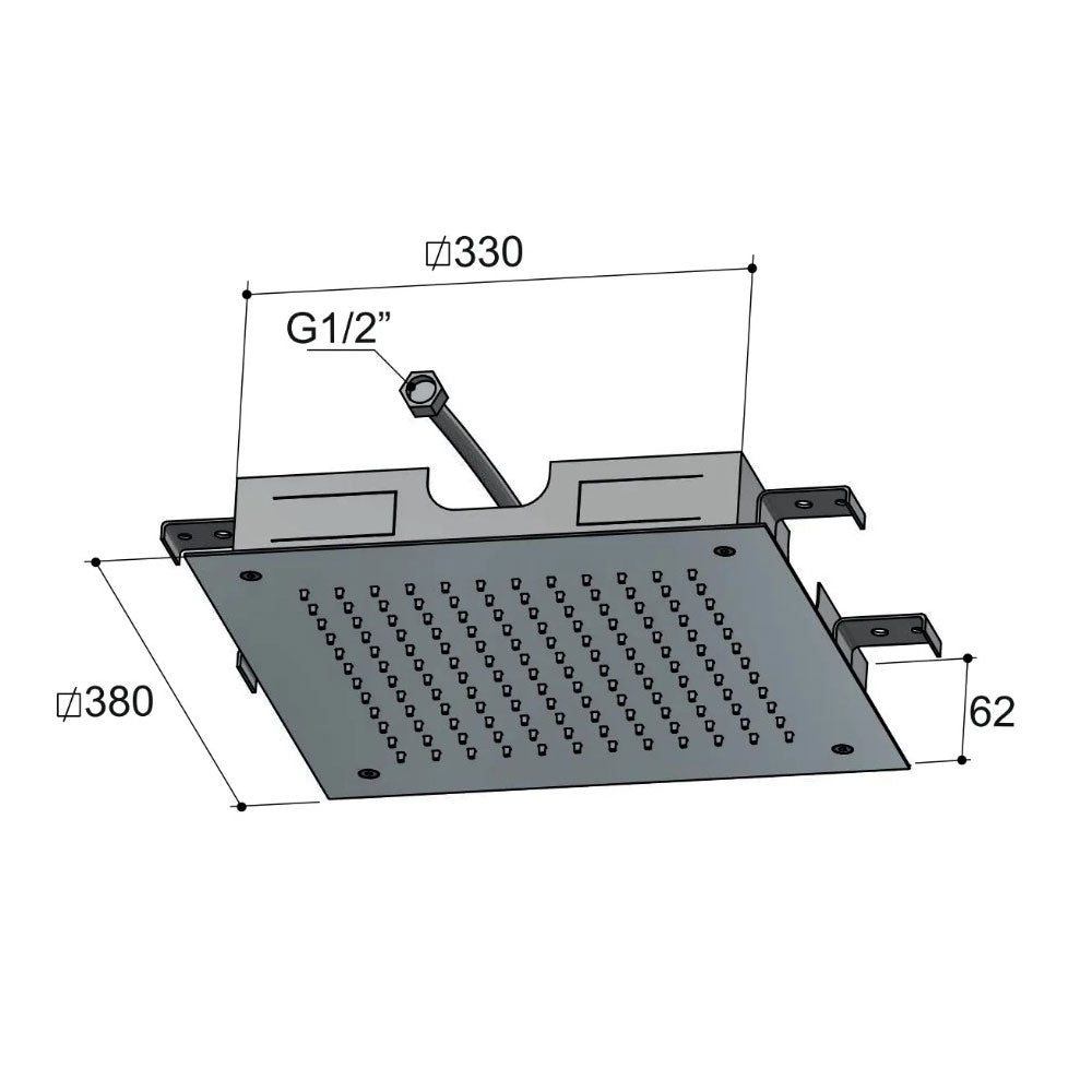 Hotbath Mate M110 plafond inbouw hoofddouche vierkant 38x38 cm, mat wit