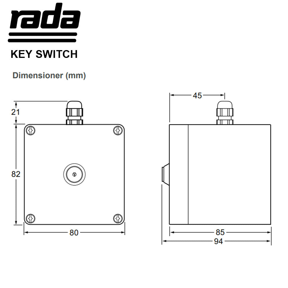Rada Key Switch Pulse sleutelschakelaar voor het uitschakelen van de tappunten