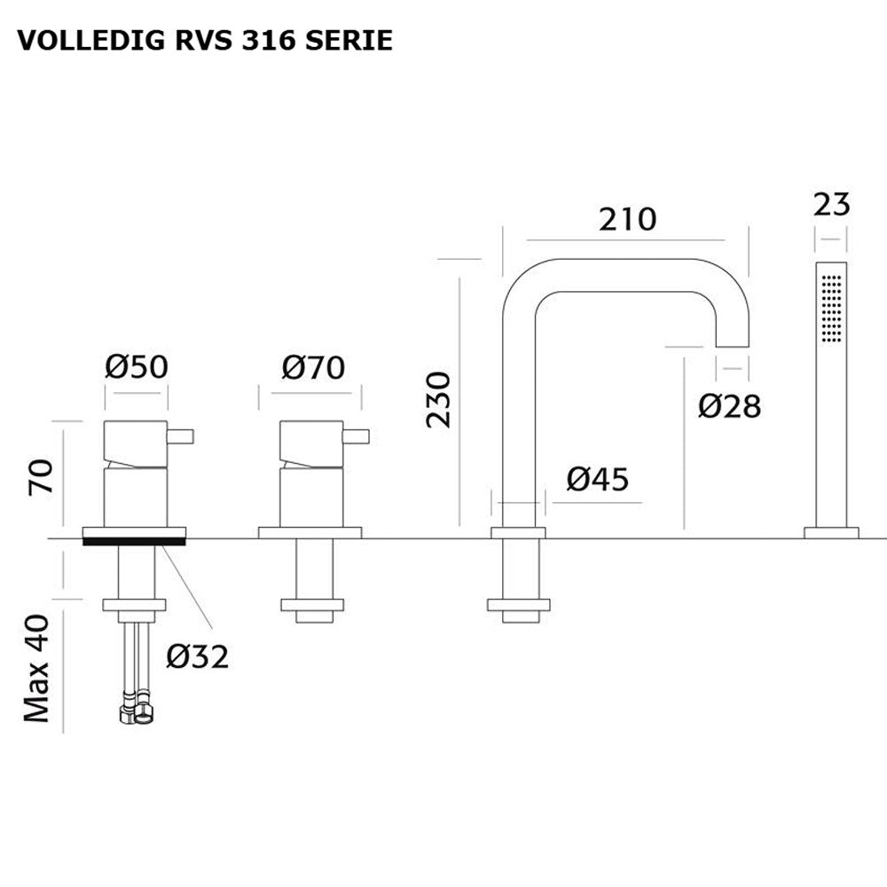 Cisal Xion of Xenz Pure 4-gats badrandkraan met uitloop en 2-weg omstel volledig 100% RVS