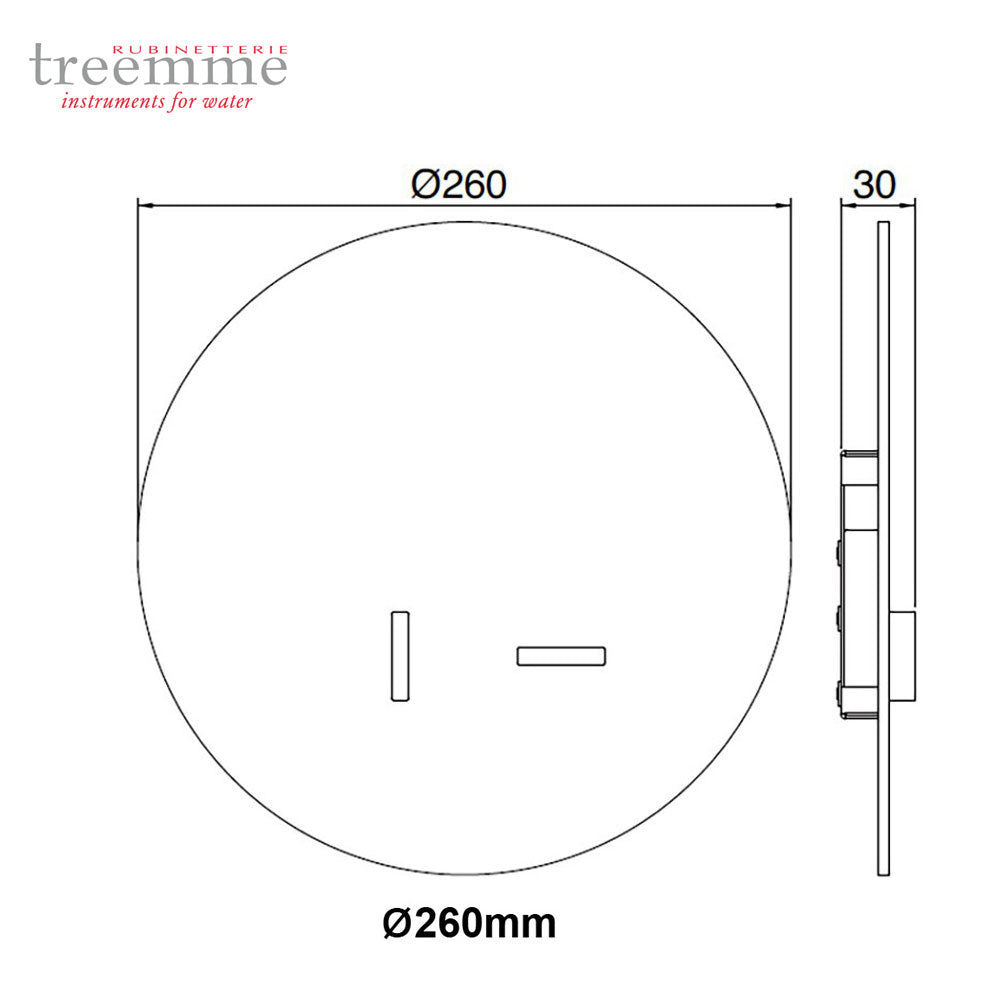 Treemme Rubinetterie design rond bedieningspaneel met 2 drukknoppen ø260 mm RVS