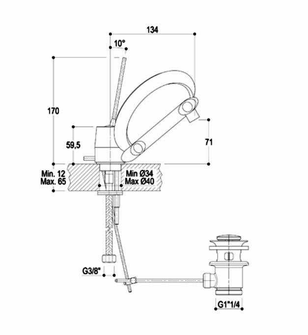 Ritmonio Paolo e Francesca Design ééngats wastafelkraan met joystick-hendel – Chroom
