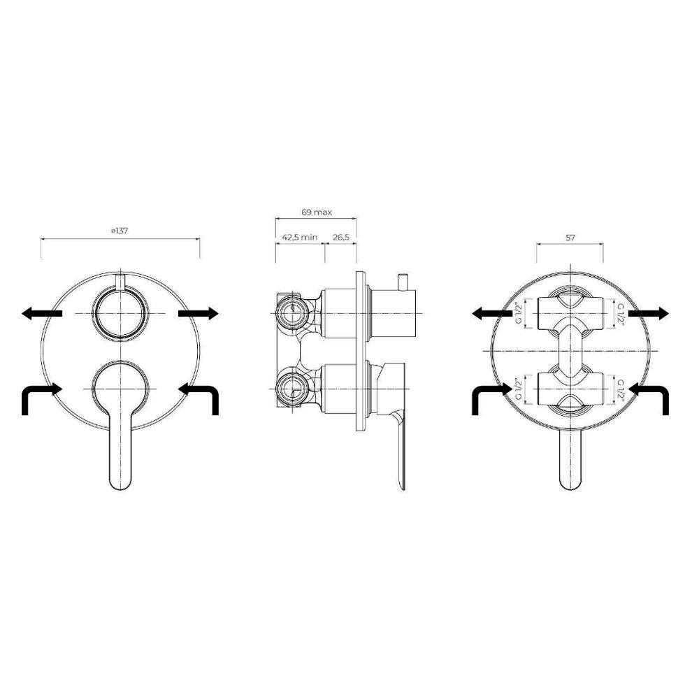 Paini P3 Cox compleet inbouw doucheset met omstel chroom