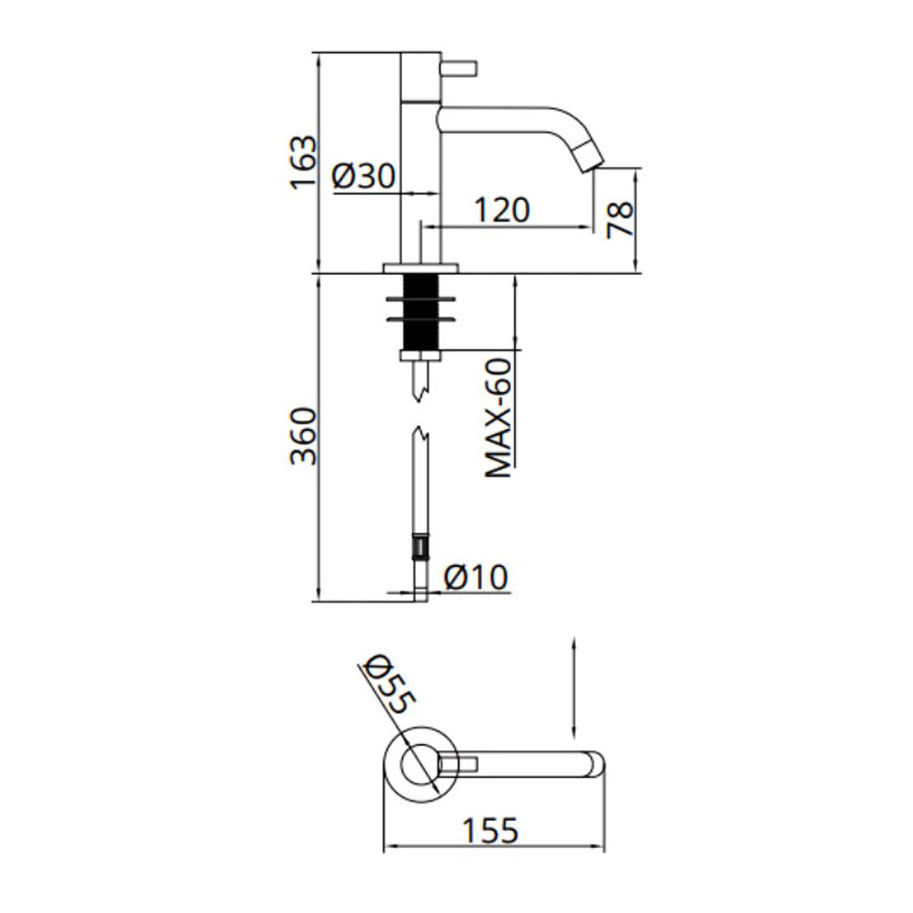 Bongio Squadra Fonteinkraan alleen koudwater, Mat Zwart