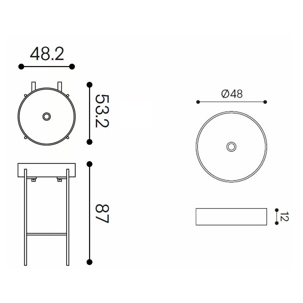 EX.t Stand Round design wastafel Solid Surface mat wit