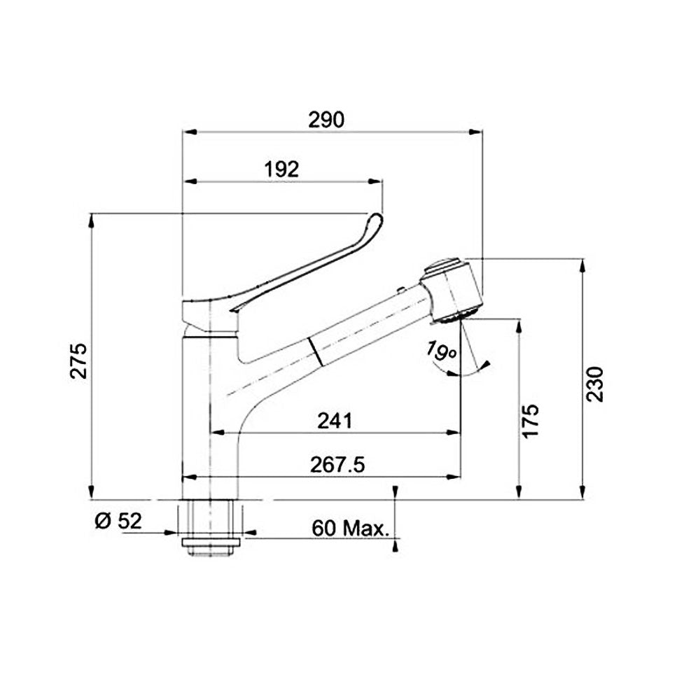 Franke Argos Eco Care keukenkraan met uittrekbare handdouche chroom