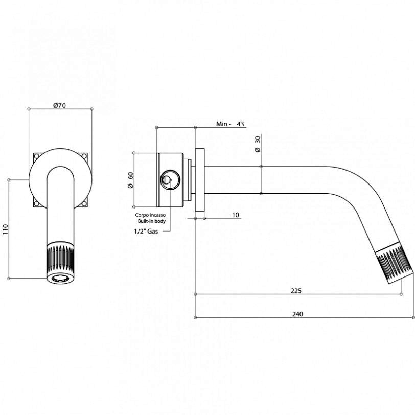 Bongio Time2020 inbouw wand wastafelmengkraan 22cm uitloop progressief geborsteld RVS