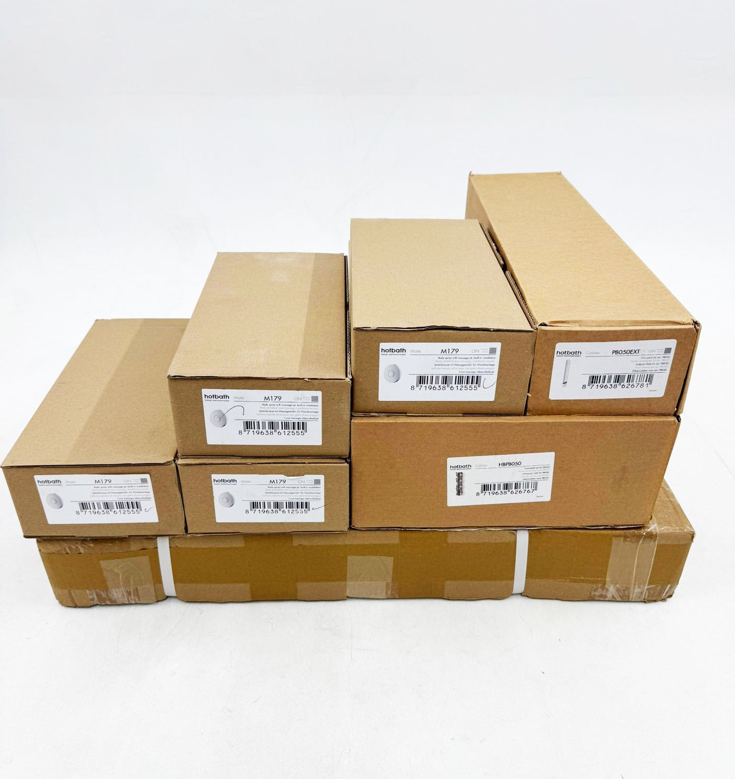 Hotbath Cobber complete inbouw Regendouche set met 3 Pushbuttons, 30 cm hoofddouche met wandbevestiging, Geborsteld nikkel