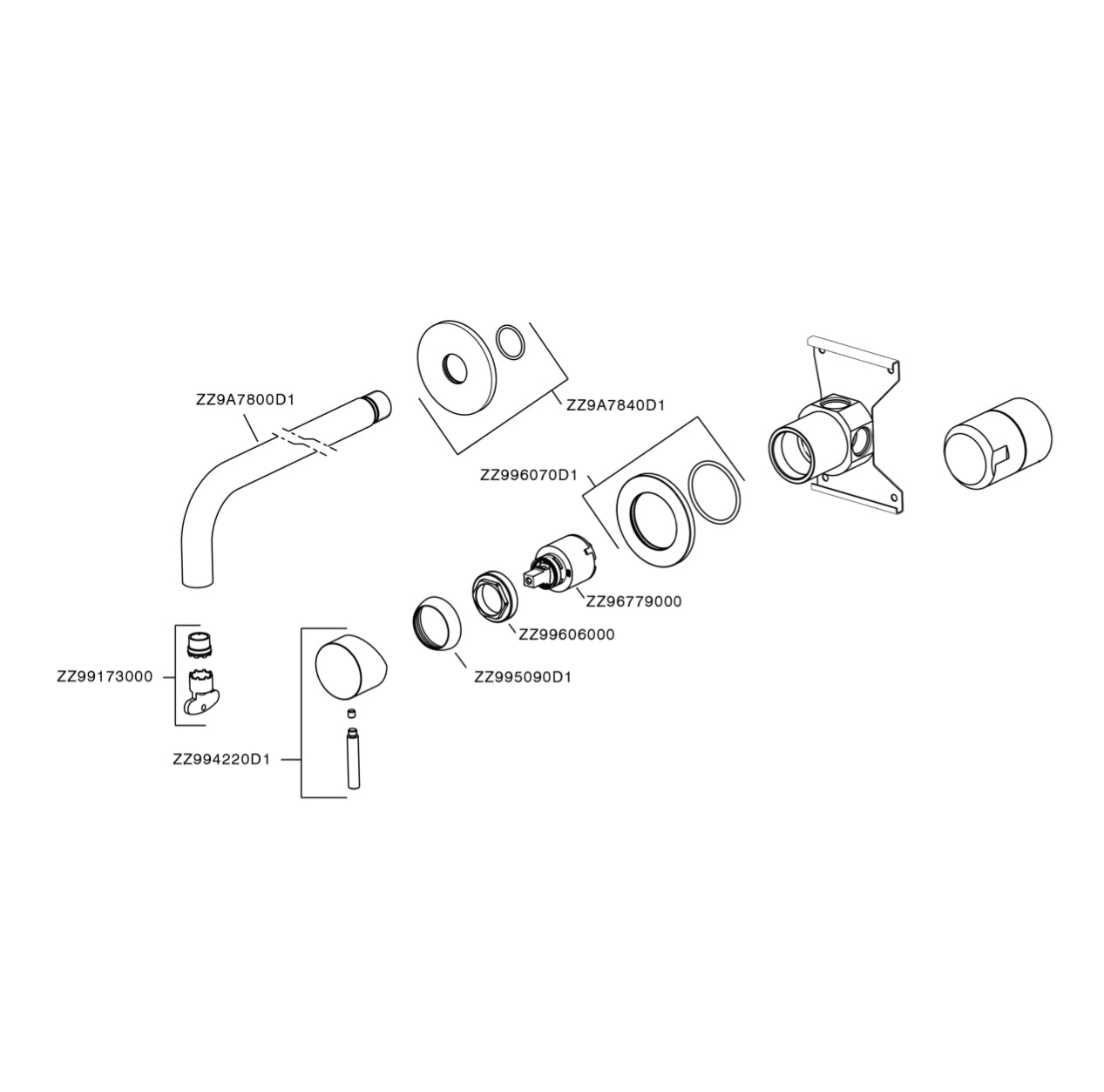 Cisal Xion of Xenz Pure RVS 316 Serie wastafelkraan 2-gats compleet met inbouwdeel 250 mm lang RVS geborsteld
