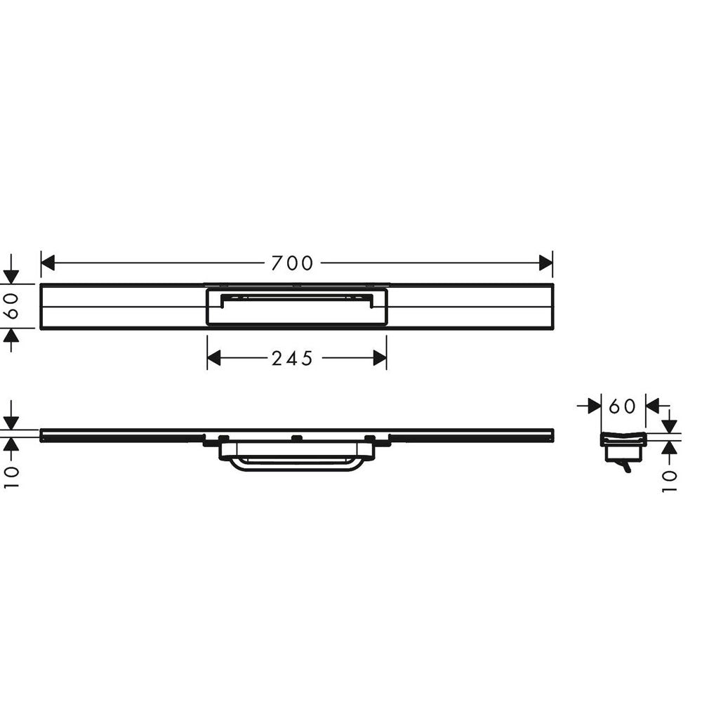 Hansgrohe RainDrain Flex douchegoot met rvs rooster 700,inkortbaar, chroom