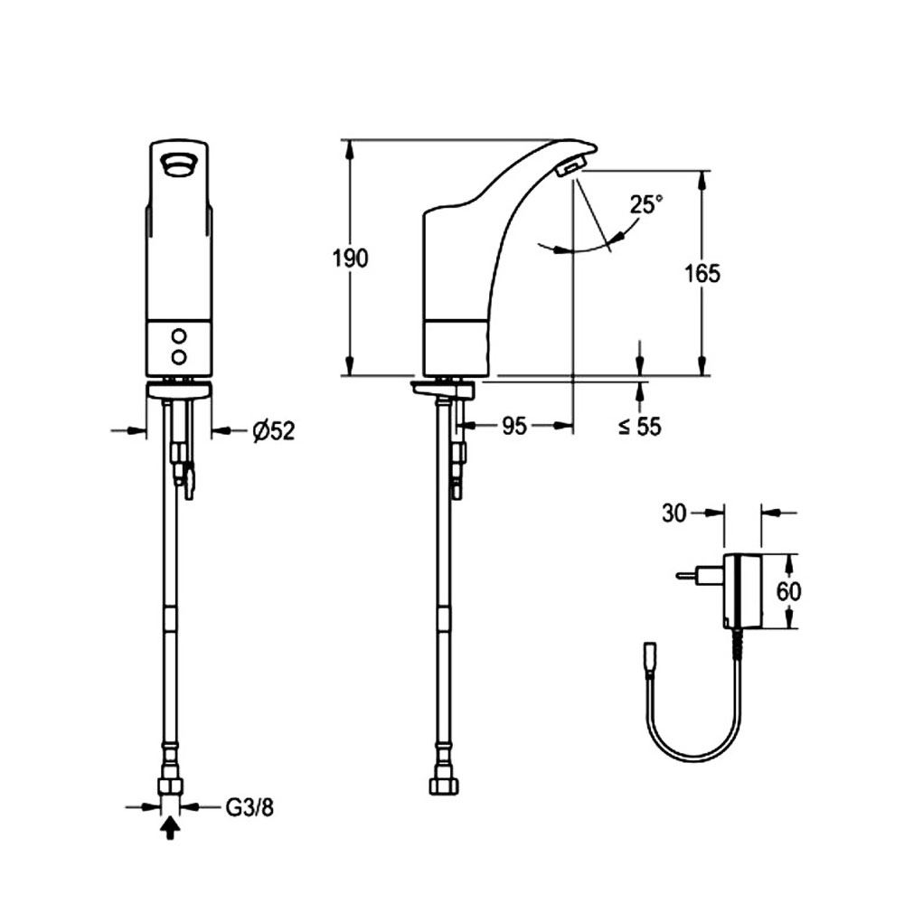 Franke Aqua protronic wastafelmengkraan zonder menging 230V chroom