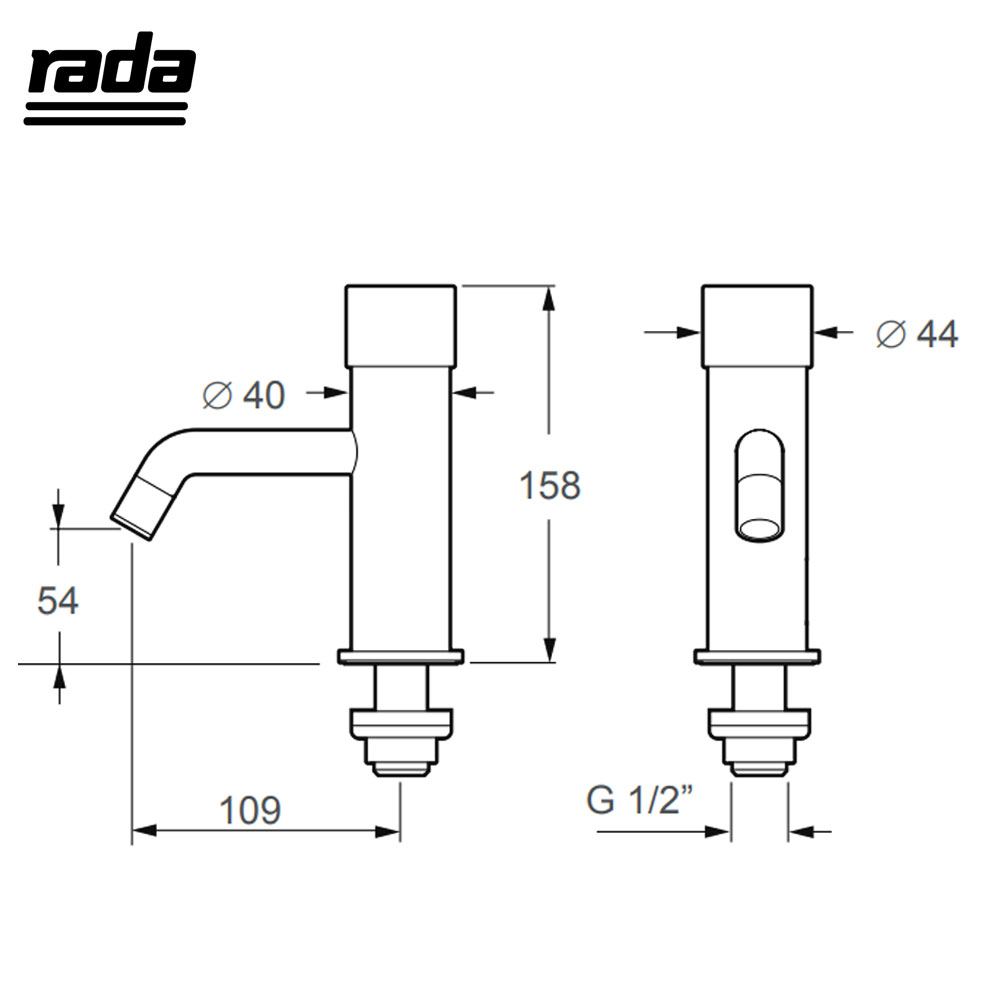 Rada T4 105 zelfsluiten koudwater fonteinkraan chroom