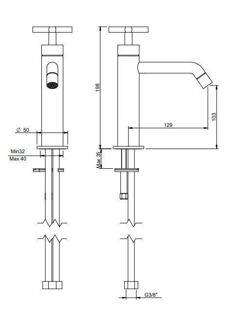 VTwonen Cross design wastafelkraan met kruisgreep brons