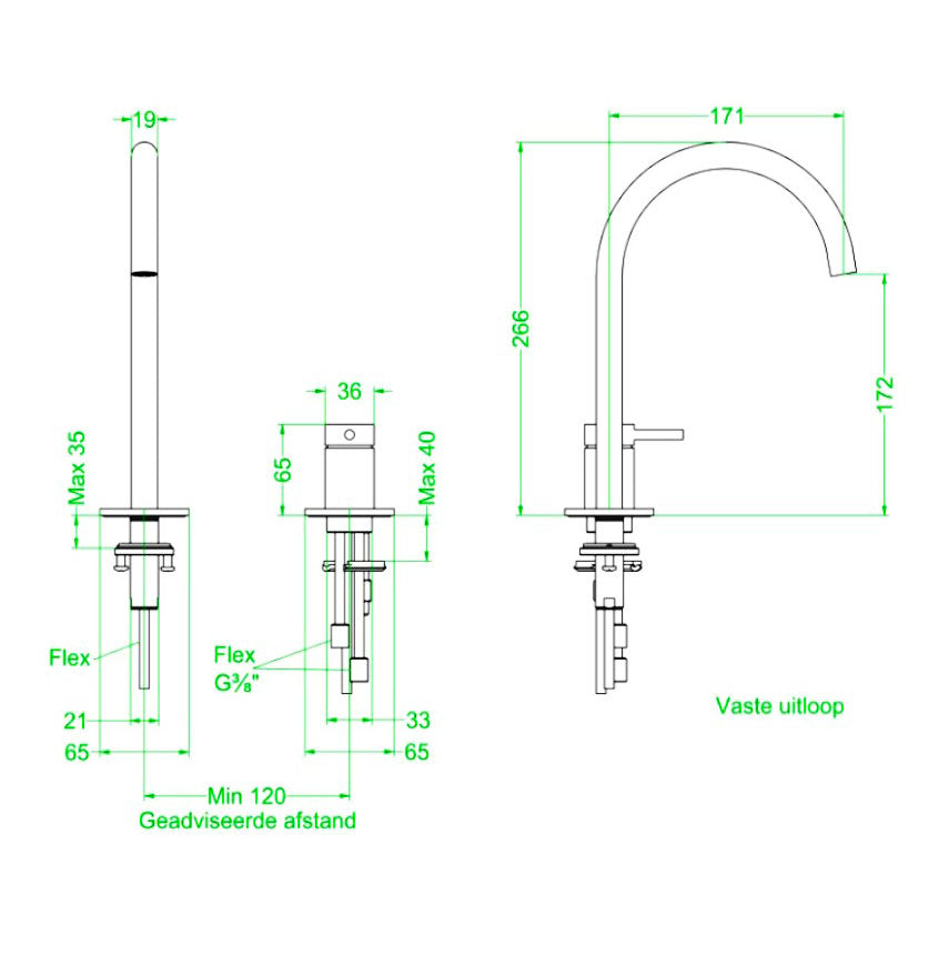 IVY Bond Coldstart 2-gats wastafelmengkraan, Geborsteld Nikkel PVD
