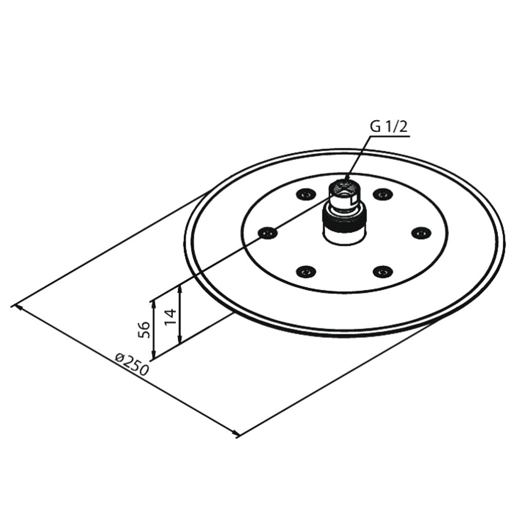Damixa Silhouet hoofddouche Ø250 mm, Chroom