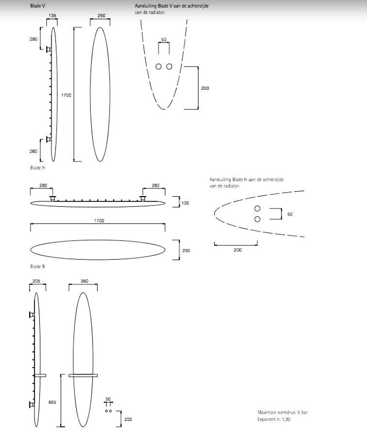 Antrax IT Blade V designradiator verticaal of horizontaal 170 x 25 cm (H x L) wit