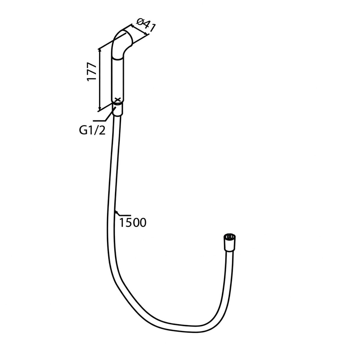 Damixa Apex handdouche en doucheslang 150 cm chroom