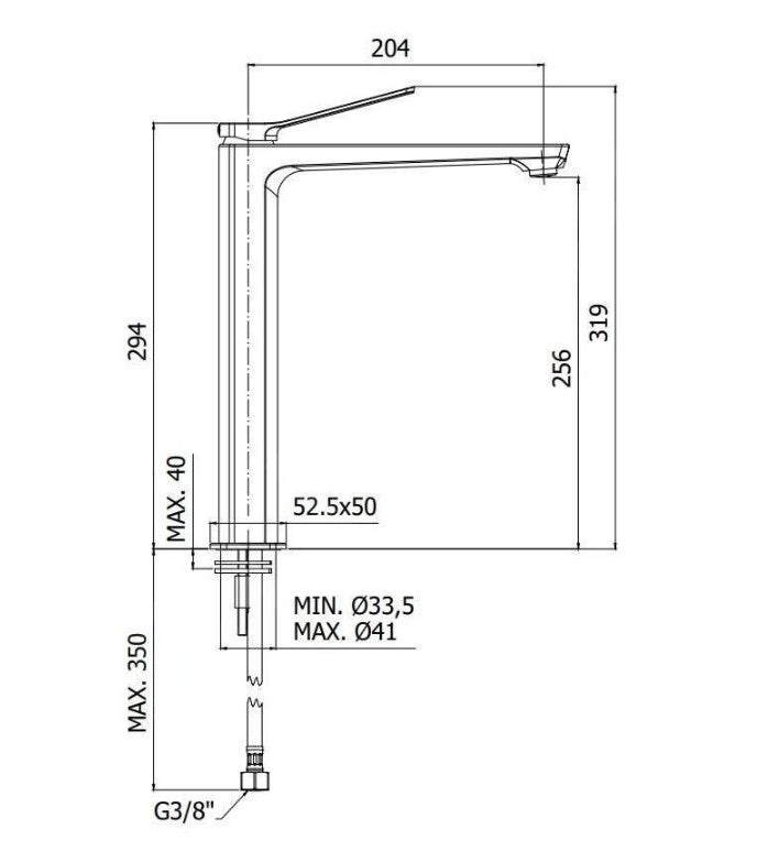 Paffoni Tilt highriser design verhoogd wastafelkraan RVS