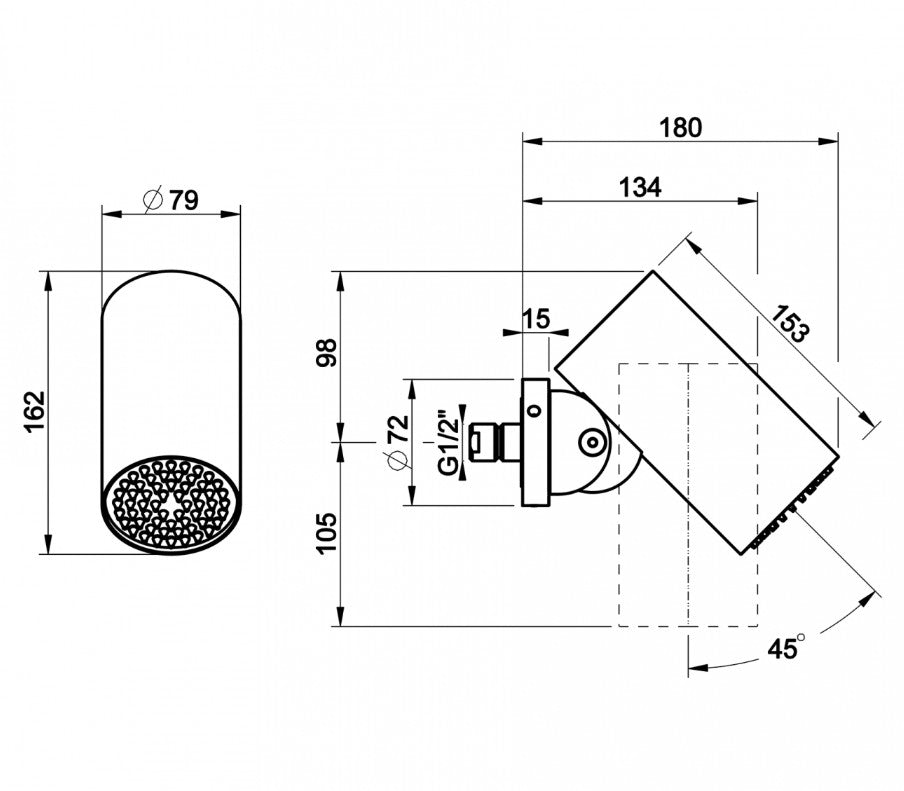 GESSI Flessa Spotwater 316 douchekop geborsteld zwart metaal PVD
