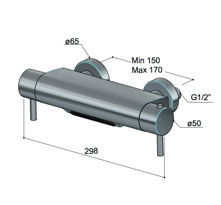 Hotbath Cobber badthermostaat Cascade watervaluitloop geborsteld mat nikkel