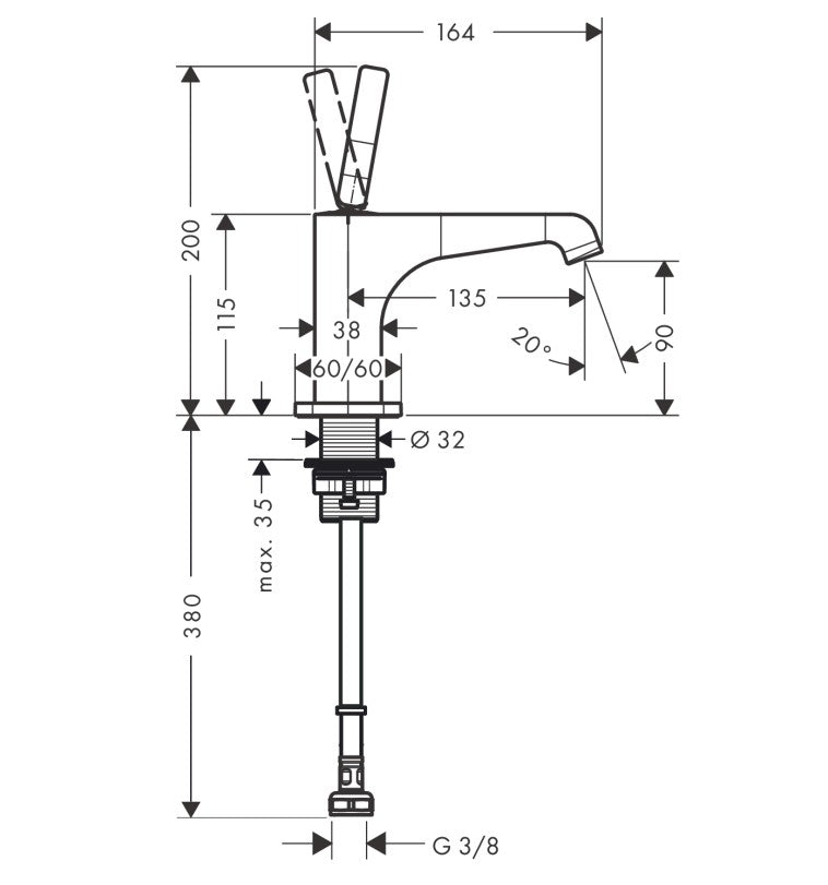 Hansgrohe Axor Citterio E tapkraan alleen koudwater geborsteld messing