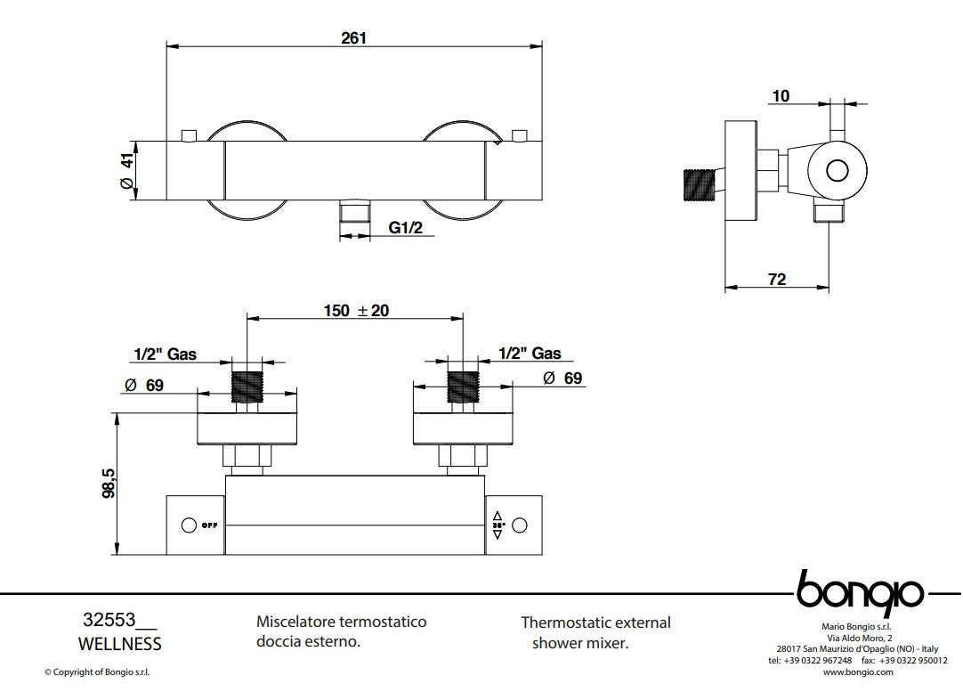 Bongio Squadra design opbouw douchethermostaat