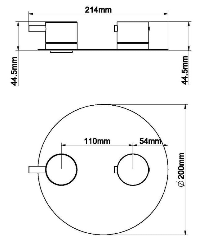 Wiesbaden Caral Afbouwdeel Inbouwthermostaat 2 Weg, geborsteld Brons Koper